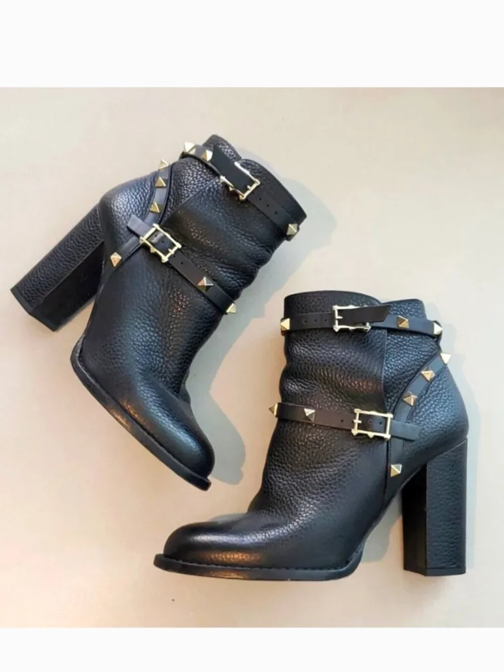 Valentino Rockstud Leather Ankle Boots - Size 38